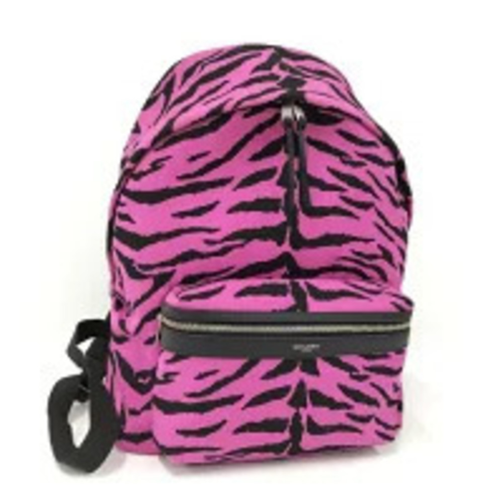 SAINT LAURENT PARIS Backpack Zebra Canvas Pink